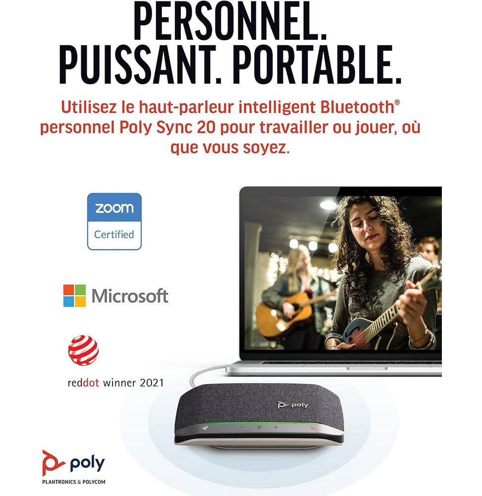 Haut-parleur Poly Sync 20 USB-A Certifié Microsoft Teams (772C8AA)