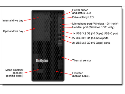 Lenovo ST50 V2 Tower Server Xeon E-2324G 8GB 2-Bay 3.5" 300W 3YR