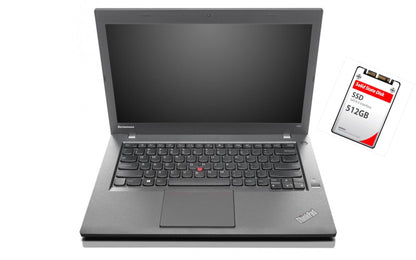 Lenovo ThinkPad T440 Ultrabook 14.1" - Intel Core i5-4300U @ 1.9GHz (4th Gen) | 1600x900 HD+ IPS | 8GB RAM, 256GB SSD | Webcam, DisplayPort, VGA, USB 3 | Windows 10 Pro | Grade A (Certified Refurbished)