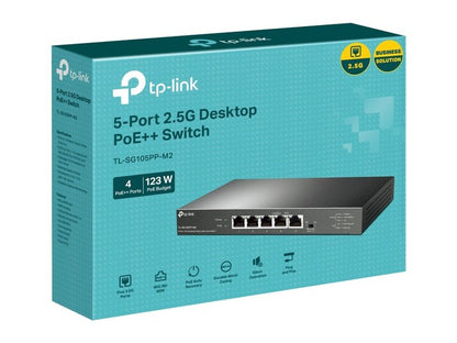 TP-Link TL-SG105PP-M2 4-Port PoE++ 123W 2.5G Desktop Switch with 2.5G RJ45 port