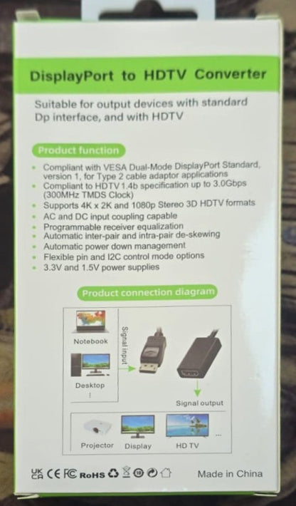 Emballage adaptateur DisplayPort vers HDMI 1.4b jusqu’à 4K × 2K – ADYASTORE