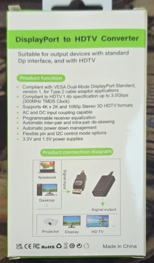 Emballage adaptateur DisplayPort vers HDMI 1.4b jusqu’à 4K × 2K – ADYASTORE