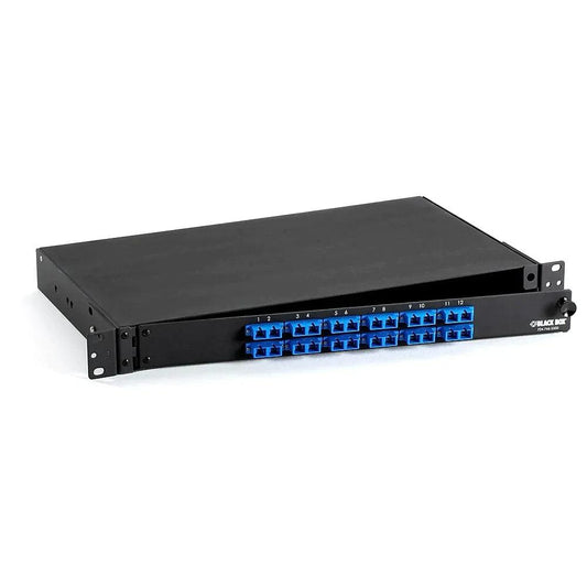Black Box JPM375A-R2 Rackmount Fiber Panel, 1U, Loaded with (24) Single-Mode/Multimode Connectors, SC, 12 Duplex Pairs - ADYASTORE casablanca maroc