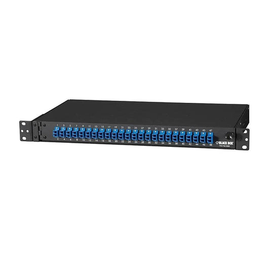 Black Box JPM385A Rackmount Fiber Panel, 1U, Loaded with (24) Single-Mode/Multimode Connectors, LC, 24 Duplex - ADYASTORE casablanca maroc