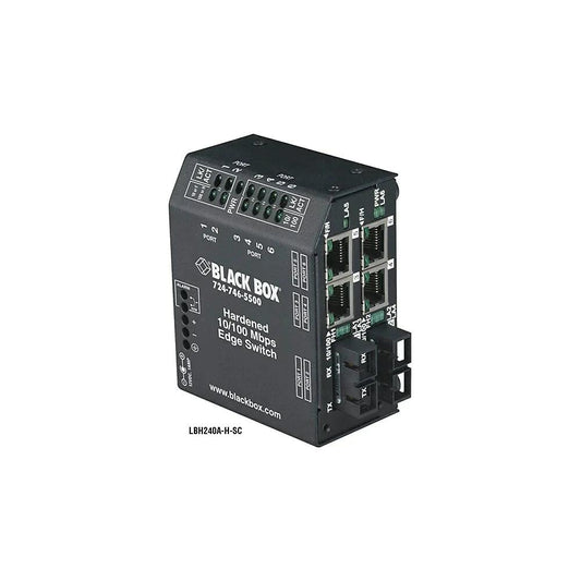 Black Box LBH240A-H-ST Heavy-Duty Edge Switch, Hardened, (4) Copper Plus (2) Fiber Ports, Multimode, 100 240-VAC, ST - ADYASTORE casablanca maroc