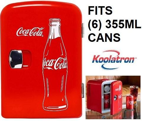 Coca-Cola Classic Red Portable 6 Can KOOLATRON CLASSIC Portable 6-CAN THERMOELECTRIC MINI FRIDGE COOLER, - RED 4 L/4.2 Quarts Capacity, 12V DC/110V AC for home, dorm, car, boat, beverages, snacks, skincare, cosmetics, medication