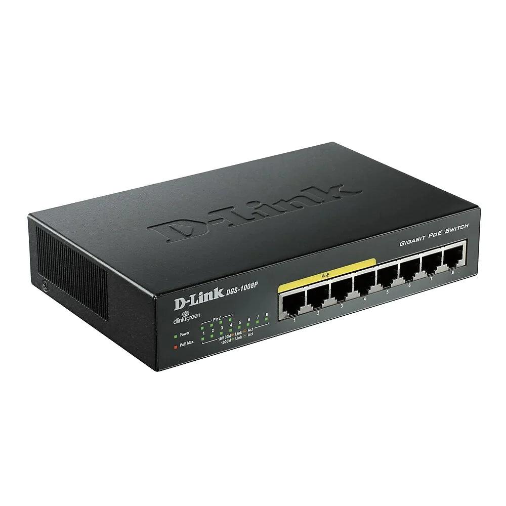 D-Link 8-Port Gigabit Unmanaged Desktop Switch with 4 PoE Ports (DGS-1008P) - ADYASTORE casablanca maroc
