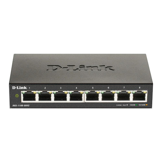 D-Link DGS-1100-08V2 1100 Series Smart Managed 8 Port Gigabit Desktop Switch - ADYASTORE casablanca maroc