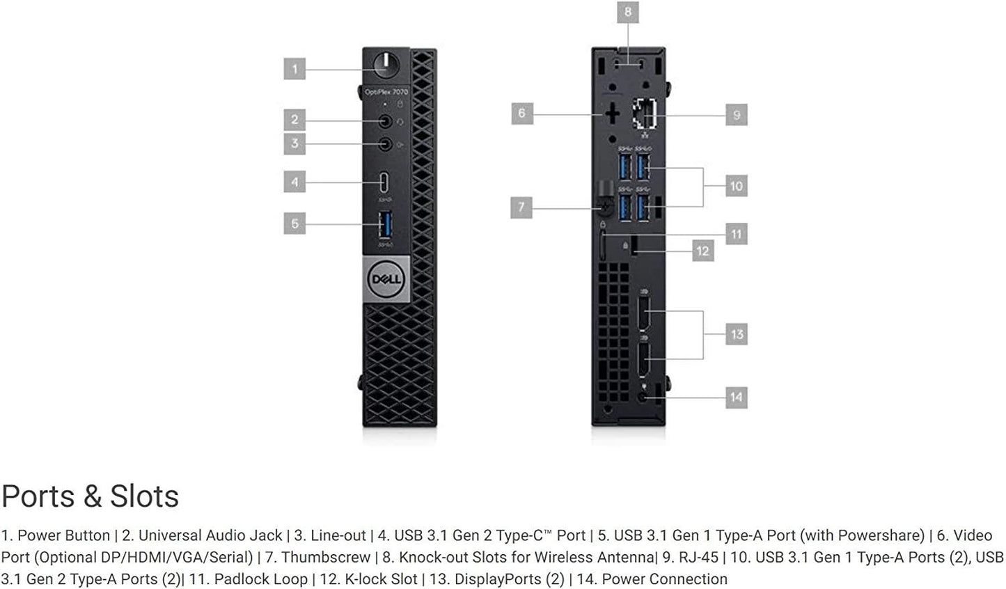Dell OptiPlex 7070 Tiny Intel Core i7- 9700T (2.00GHz, 8 Cores) 16GB 256GB WiFi  Renewed