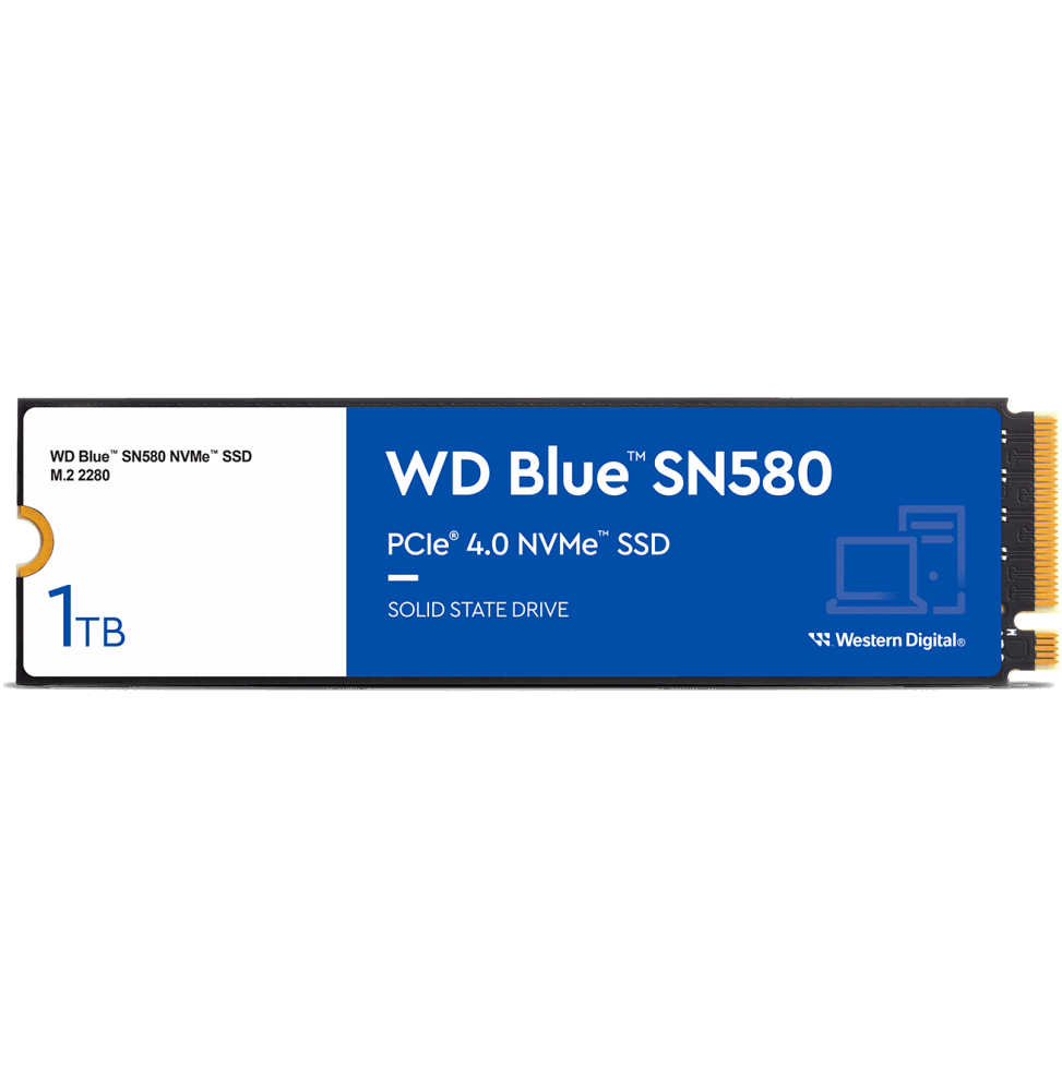 Disque dur interne SSD WD Blue SN580 M.2 2280 PCIe Gen4 x4 NVMe 1 To (WDS100T3B0E)