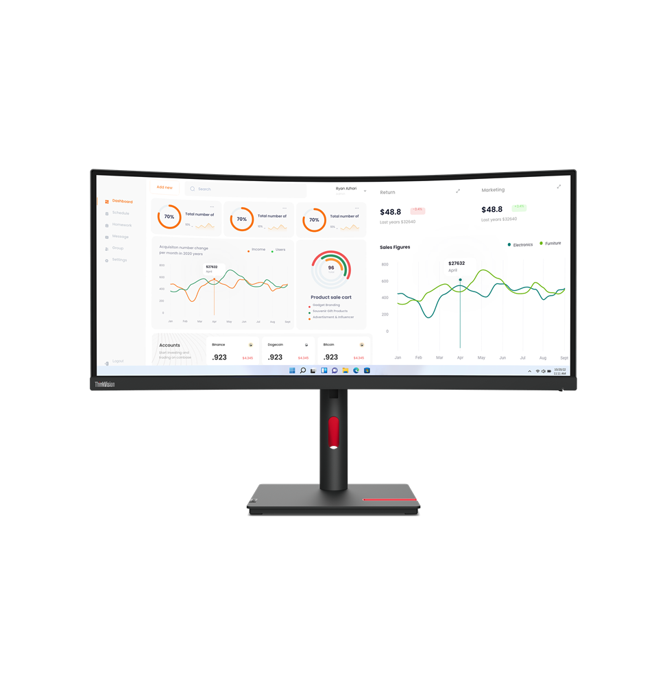 Écran incurvé 34" QHD Lenovo ThinkVision T34w-30 (63D4GAT1EU)