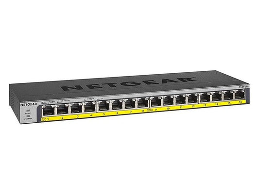 Netgear GS116PP 16-Port Gigabit Unmanaged Switch, PoE+ 183W
