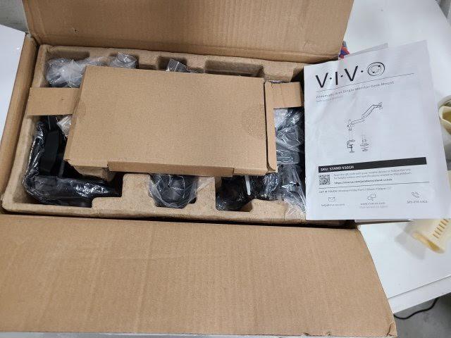 VIVO HEAVY DUTY ARTICULATING SINGLE PNEUMATIC SPRING ARM DESK MOUNT STAND, 17" - 35" SCREENS, VESA MOUNT - BLACK (MODEL: STAND-V101H) - (Open-Box)