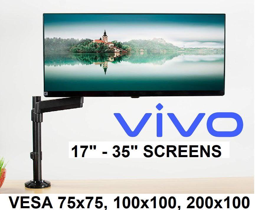 VIVO HEAVY DUTY ARTICULATING SINGLE PNEUMATIC SPRING ARM DESK MOUNT STAND, 17" - 35" SCREENS, VESA MOUNT - BLACK (MODEL: STAND-V101H) - (Open-Box)