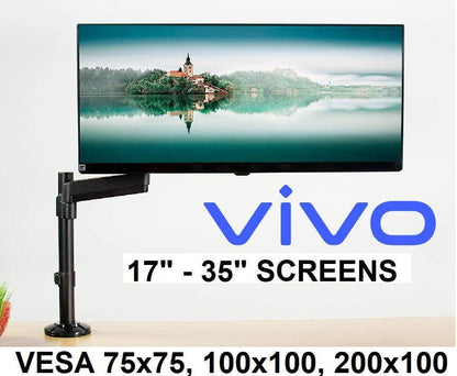 VIVO HEAVY DUTY ARTICULATING SINGLE PNEUMATIC SPRING ARM DESK MOUNT STAND, 17" - 35" SCREENS, VESA MOUNT - BLACK (MODEL: STAND-V101H) - (Open-Box)
