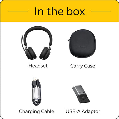 Jabra Evolve2 65 Link380c UC Stereo Wireless Noise-Isolating Headset - Black Open Box Refurbished