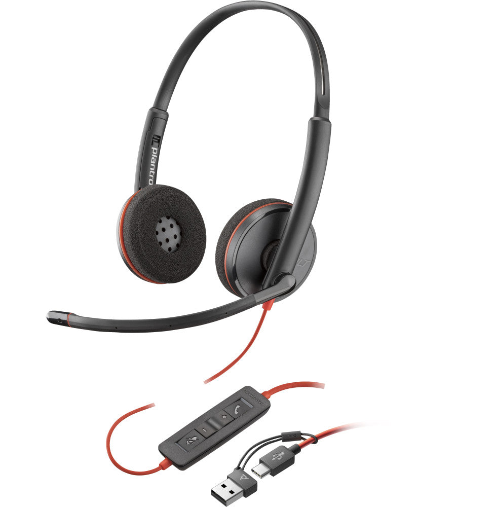 Casque POLY Blackwire 3220 stéréo USB-C + adaptateur USB-C/A (8X228AA)