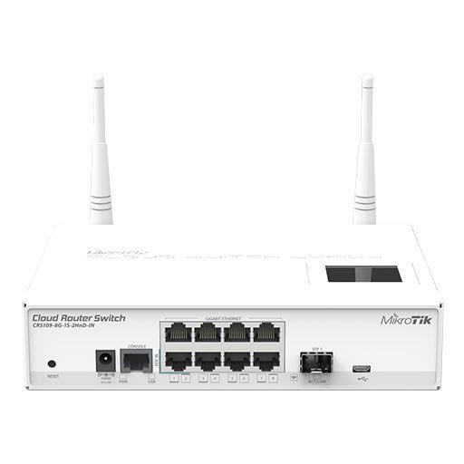 MikroTik CRS109-8G-1S-2HnD-IN Cloud Router 8 Gigabit port L3 Switch (fiber and wireless enabled, desktop case) - ADYASTORE casablanca maroc