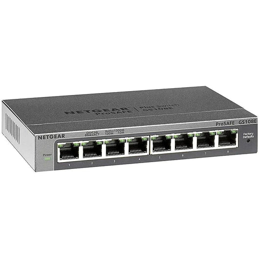 Netgear 8-Port Gigabit Smart Managed Plus Switch, ProSAFE Lifetime Protection (GS108E-300NAS) - ADYASTORE casablanca maroc