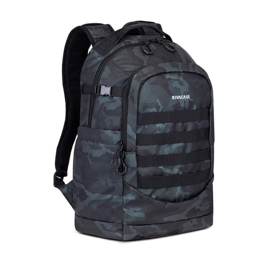 Rivacase 7631 — Sac à dos ordinateur 15,6 pouces 28 litres camouflage bleu marine