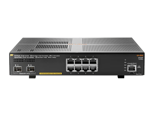HPE JL258A Aruba 2930F 8-Port 2x10G SFP+ POE+ 125W Manageable Gigabit Switch