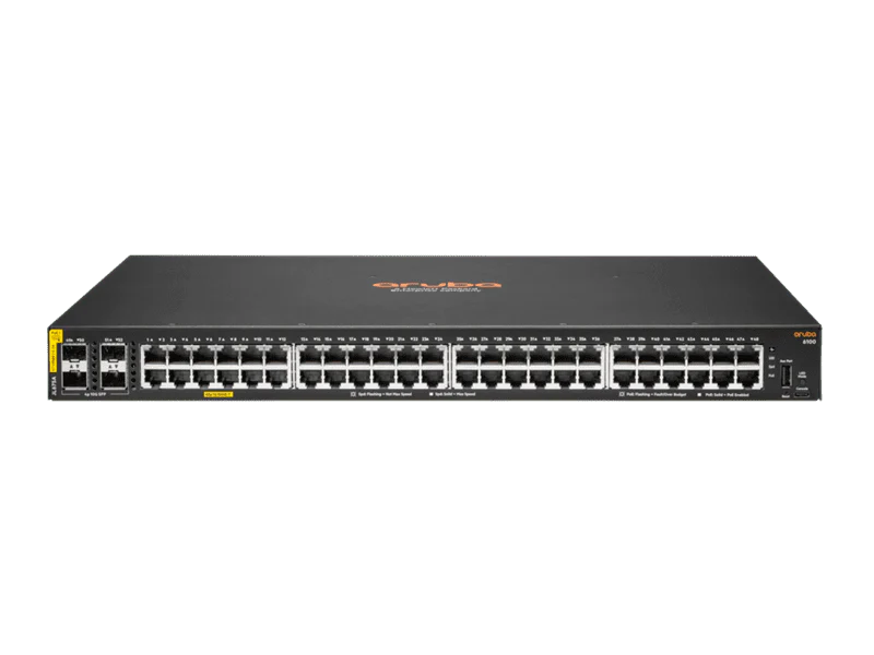 HPE JL675A Aruba 6100 48-Port PoE+ 370W Manageable Gigabit Switch w/  4x10G SFP+