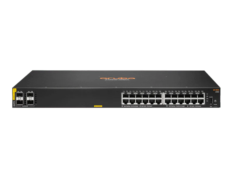 HPE JL677A Aruba 6100 24-Port PoE+ 370W Manageable Gigabit Switch w/ 4x10G SFP+