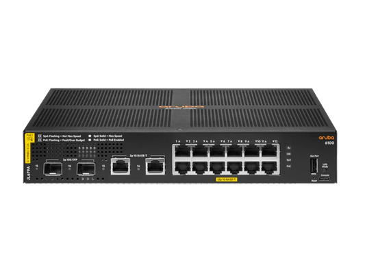 HPE JL679A Aruba 6100 12-Port PoE+ 139W Manageable Gigabit Switch