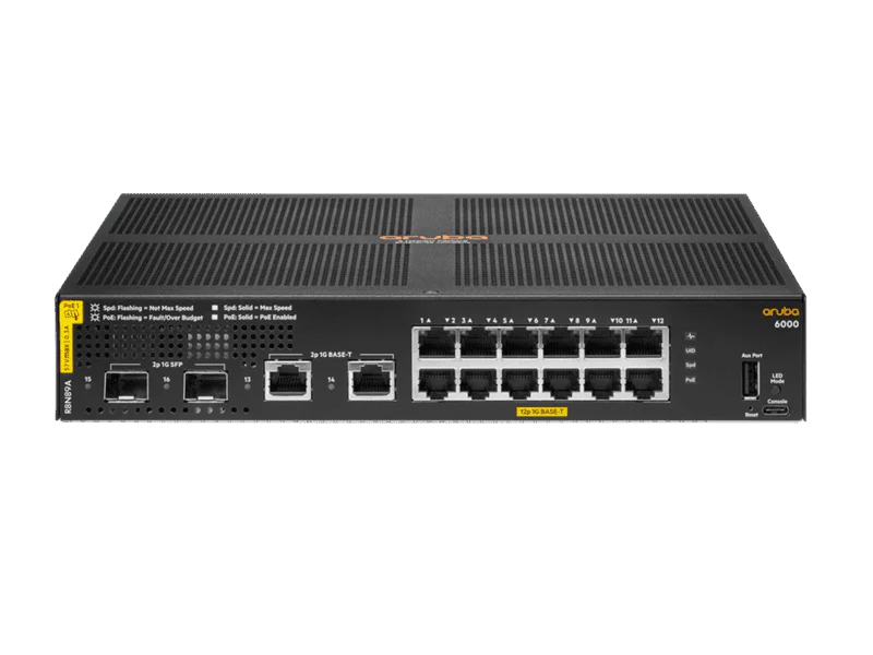 HPE R8N89A Aruba 6000 12-Port PoE+ 139W Manageable Gigabit Switch