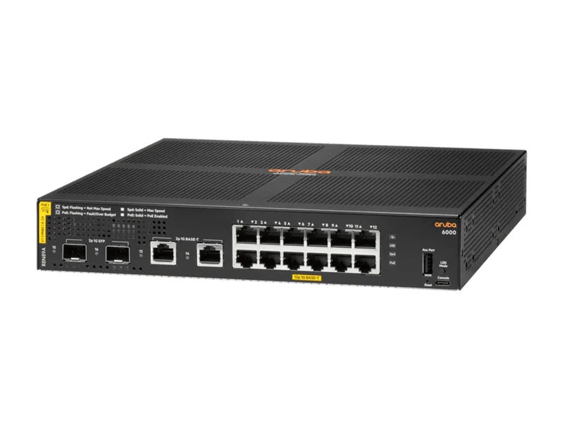 HPE R8N89A Aruba 6000 12-Port PoE+ 139W Manageable Gigabit Switch