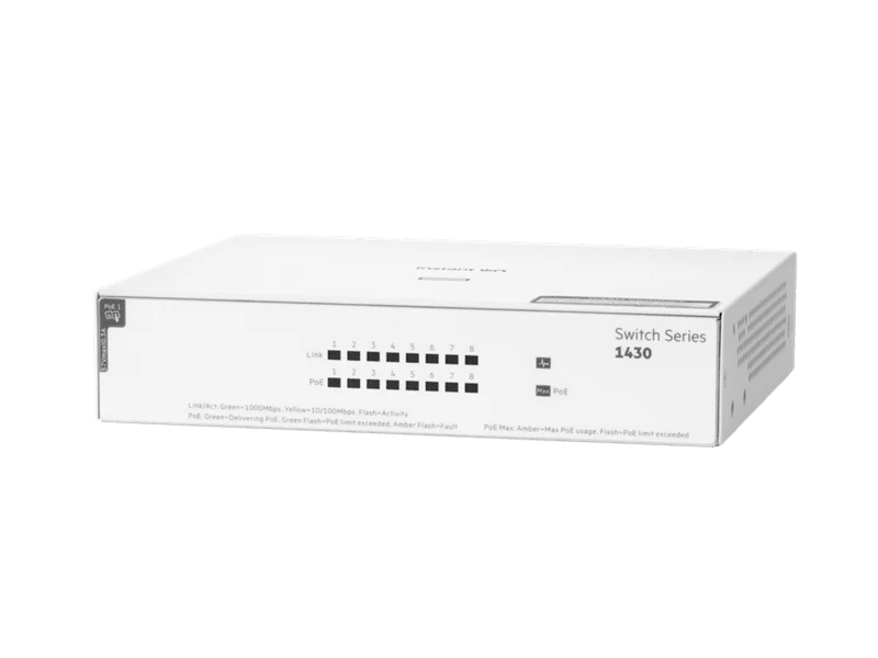 HPE R8R46A Aruba Instant On 1430 8-Port PoE+ 64W Unmanaged Gigabit Switch