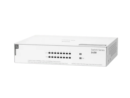 HPE R8R46A Aruba Instant On 1430 8-Port PoE+ 64W Unmanaged Gigabit Switch