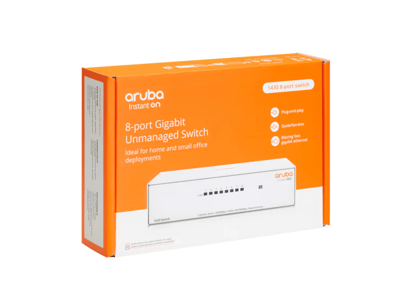 HPE R8R45A Aruba Instant On 1430 8-Port Unmanaged Gigabit Switch