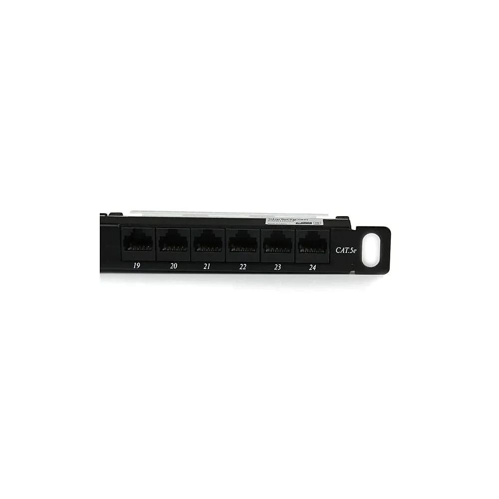 StarTech 24 Port 0.5U Cat5e Patch Panel, RJ45 Ethernet Rackmount Cat 5 ...