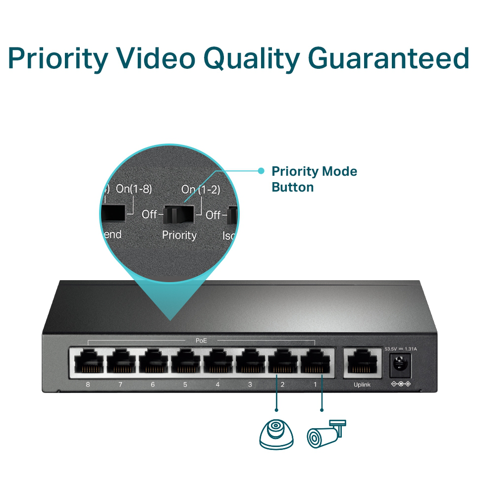 TL-SF1009P - Switch de bureau 9 ports 10/100 Mbps avec PoE + 8 ports