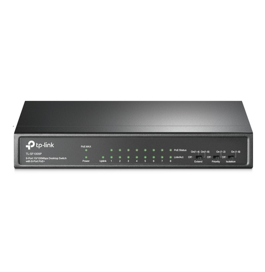TL-SF1009P - Switch de bureau 9 ports 10/100 Mbps avec PoE + 8 ports