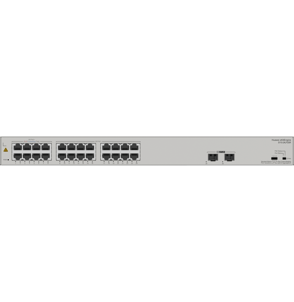 Switch Huawei S110-24LP2SR (24*10/100/1000BASE-T ports. 2*GE SFP ports. PoE+. AC power)
