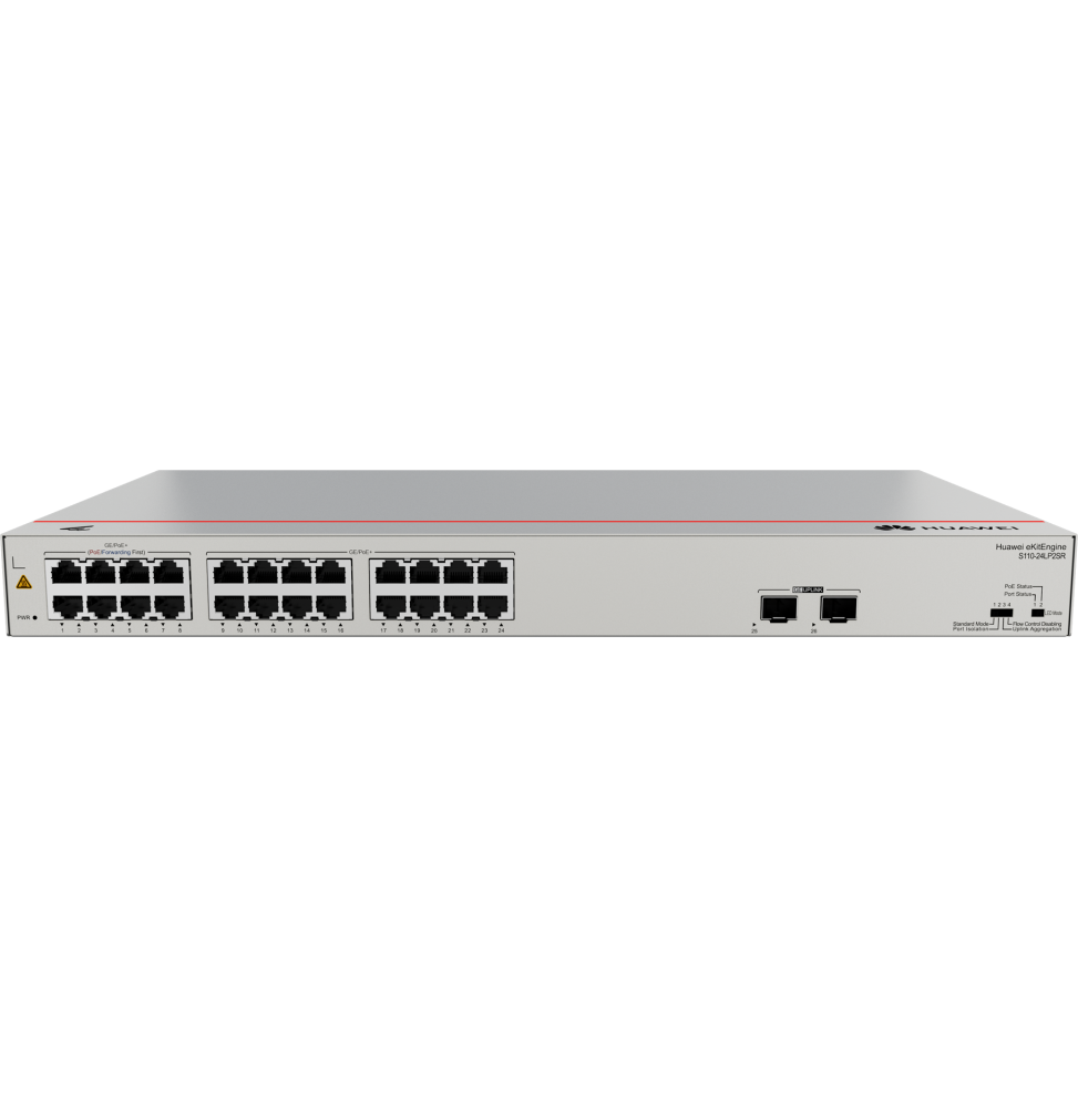 Switch Huawei S110-24LP2SR (24*10/100/1000BASE-T ports. 2*GE SFP ports. PoE+. AC power)
