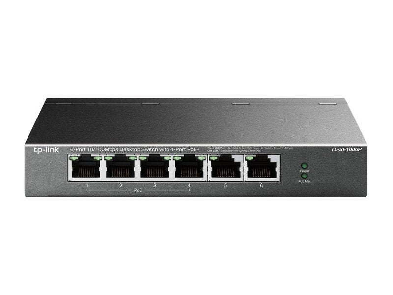 TP-Link TL-SF1006P 4-Port PoE+ 67W 10/100Mbps Desktop Switch with 2-Port RJ45