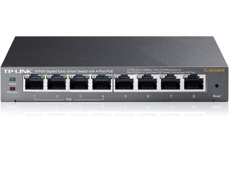 TP-Link TL-SG108PE 4-Port PoE+ 64W Gigabit Easy Smart Switch with 4-Port RJ45