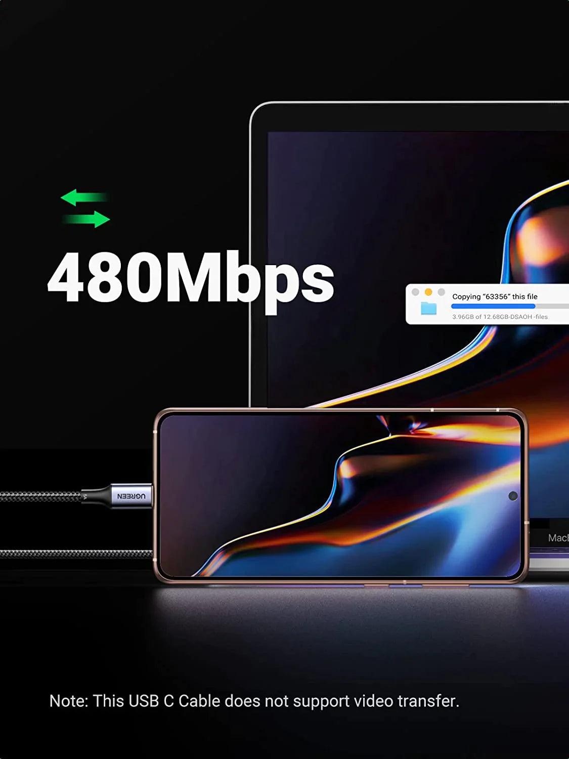 UGREEN 2 Pack USB C to USB C Charger Cable 100W 65W Power Delivery - ADYASTORE casablanca maroc