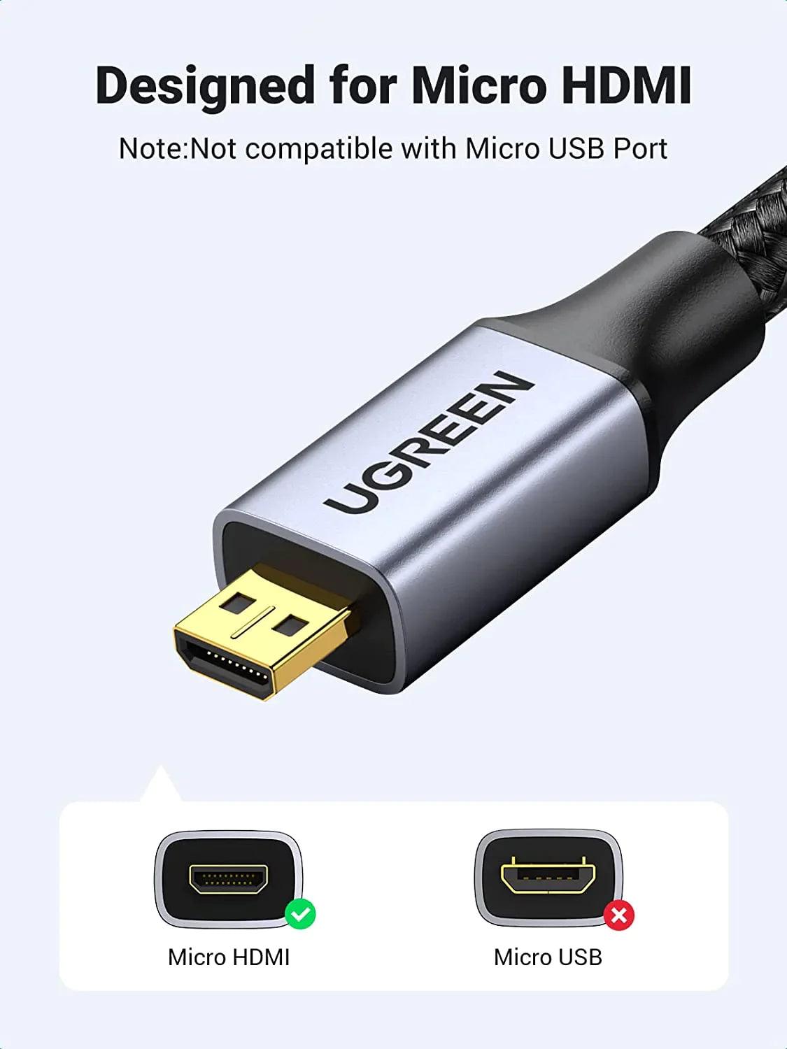Ugreen 4K 60Hz Micro HDMI 2.0 to HDMI Cable - ADYASTORE casablanca maroc
