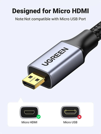 Ugreen 4K 60Hz Micro HDMI 2.0 to HDMI Cable - ADYASTORE casablanca maroc