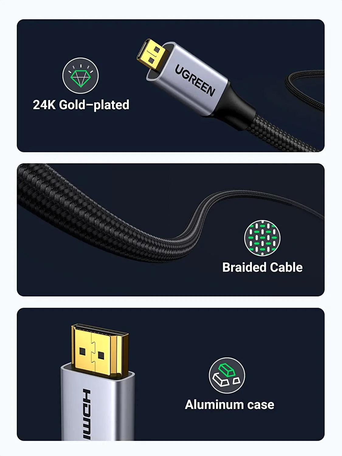 Ugreen 4K 60Hz Micro HDMI 2.0 to HDMI Cable - ADYASTORE casablanca maroc