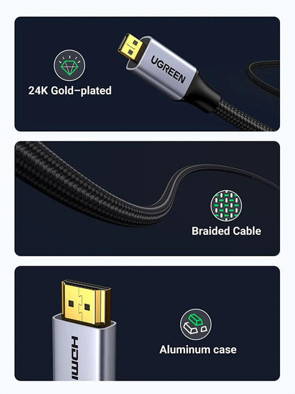 Ugreen 4K 60Hz Micro HDMI 2.0 to HDMI Cable - ADYASTORE casablanca maroc