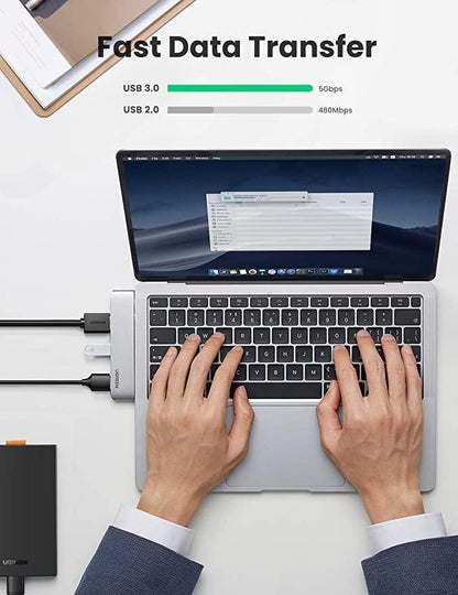 UGREEN MacBook Pro USB C Hub Adapter 5 IN 2 HDMI 4K Type C Port Thunderbolt 3 for Video, 100W PD Charging - ADYASTORE casablanca maroc