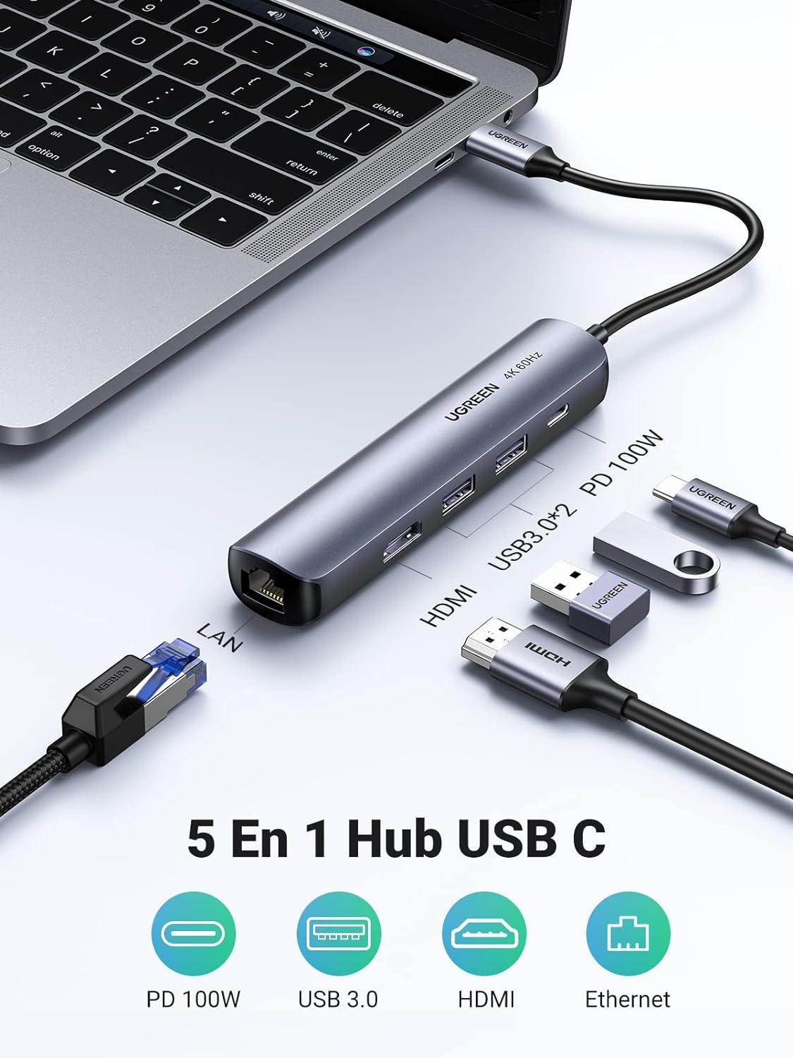 Ugreen Mini Station d'accueil USB-C 5en1 with PD Maroc – ADYASTORE