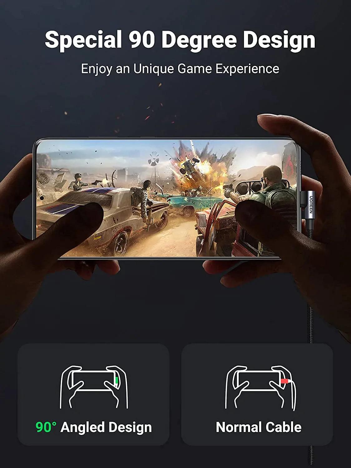 UGREEN USB C 90 Degree Cable 3A Right Angle Type C Charger Cable - ADYASTORE casablanca maroc