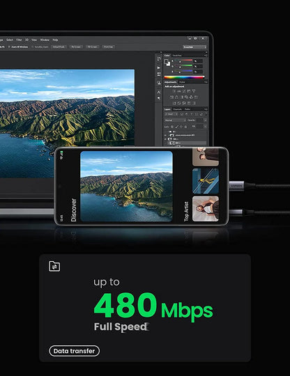 UGREEN USB C Cable 3A Fast Charging USB to Type C Lead Nylon Braided - ADYASTORE casablanca maroc