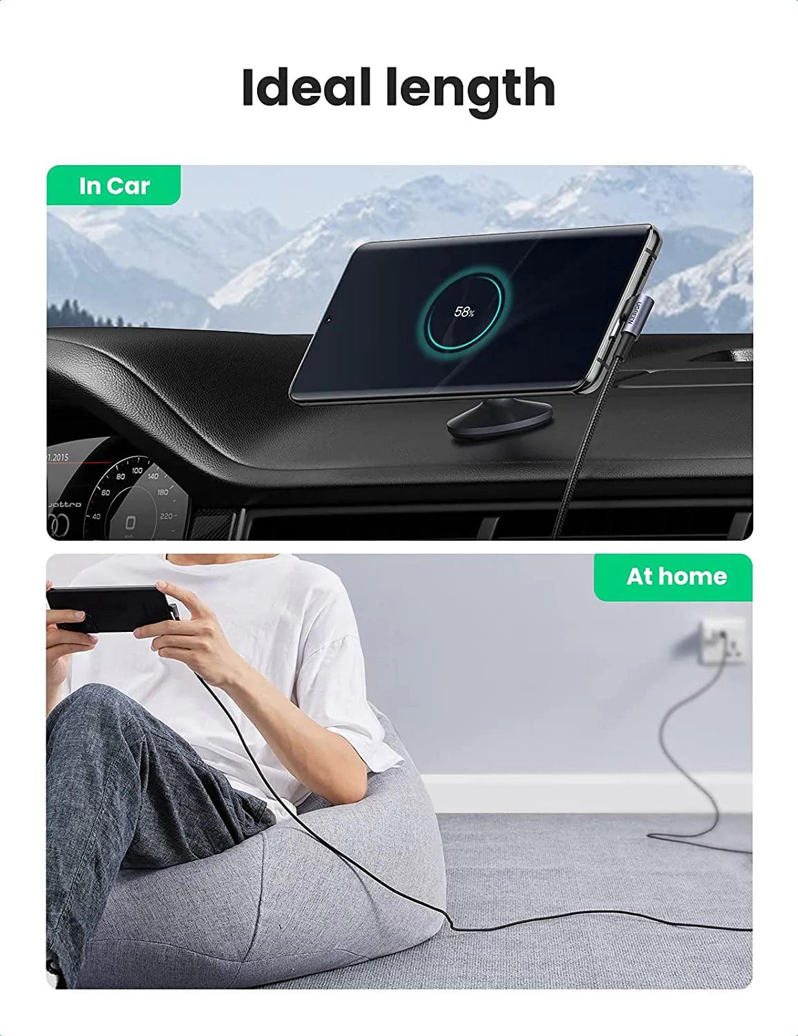 UGREEN USB C Cable 90 Degree 2 Pack Right Angle Type C Charger Lead Fast Charging - ADYASTORE casablanca maroc